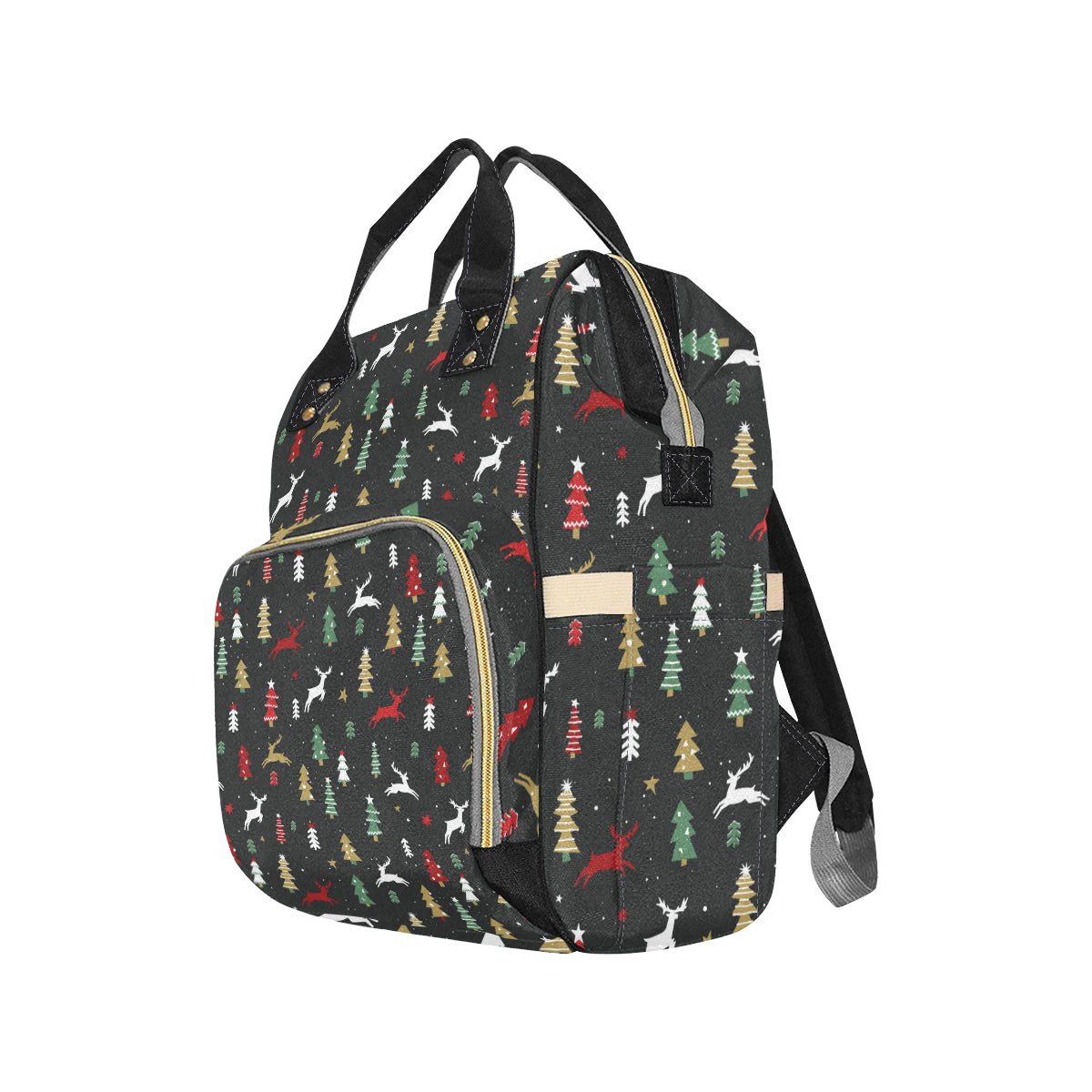 Christmas Tree Deer Style Pattern Print Design 03 Diaper Bag Backpack