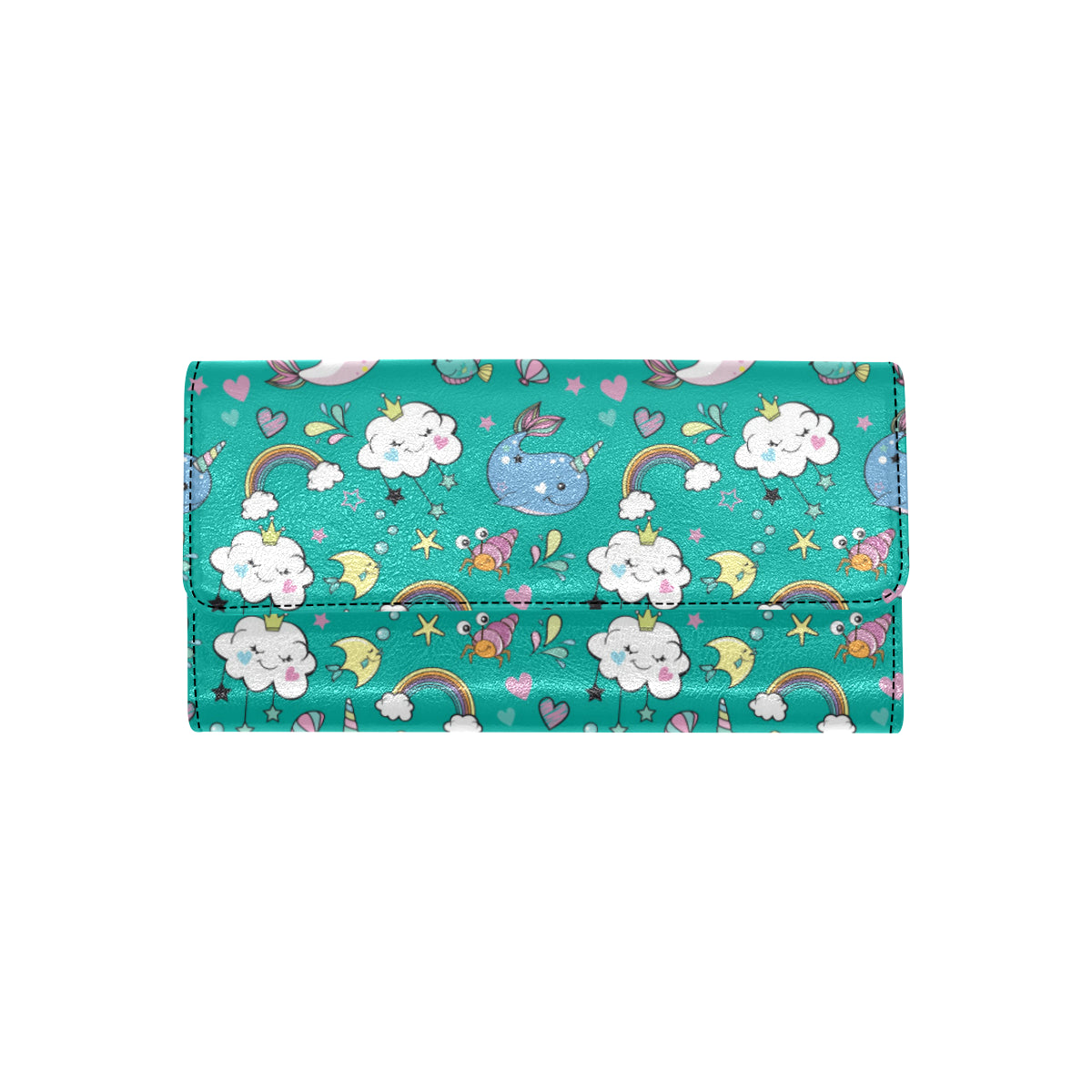 Narwhal Pattern Print Design 04 Women's Trifold Wallet