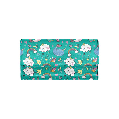 Narwhal Pattern Print Design 04 Women's Trifold Wallet