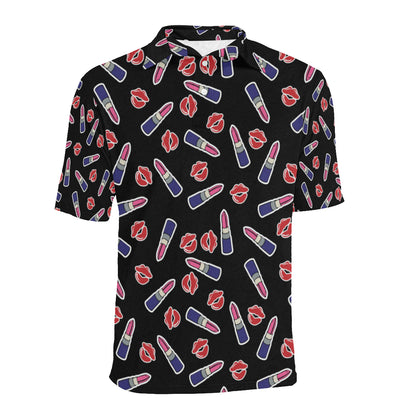 Lipstick Pattern Print Design LT01 Men Polo Shirt