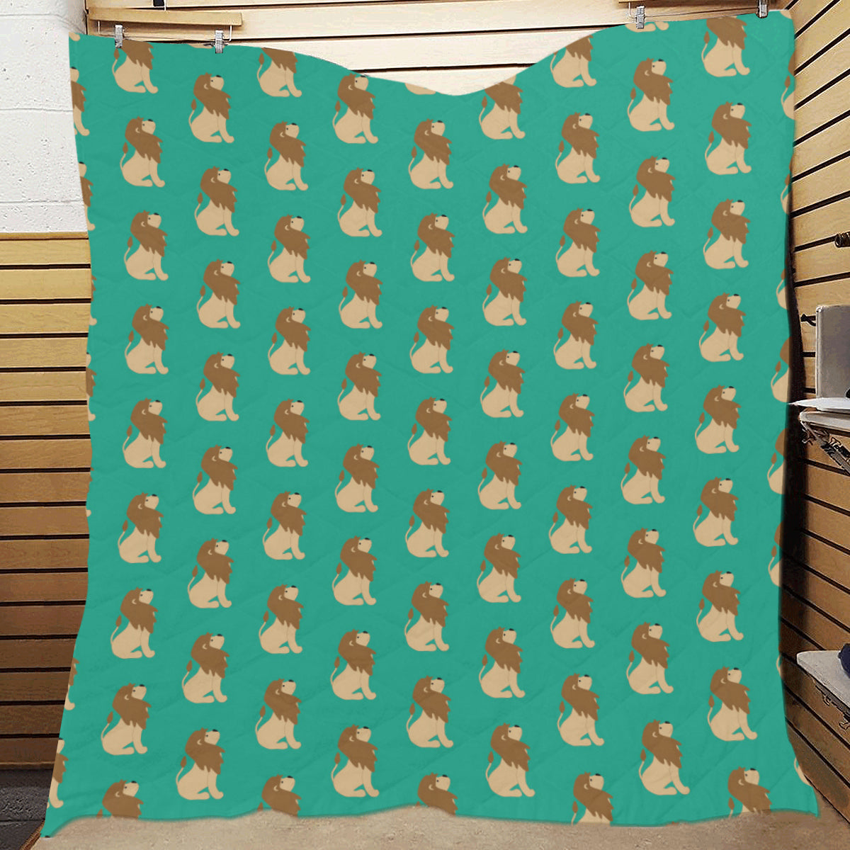 Lion Pattern Print Design 02 Premium Quilt