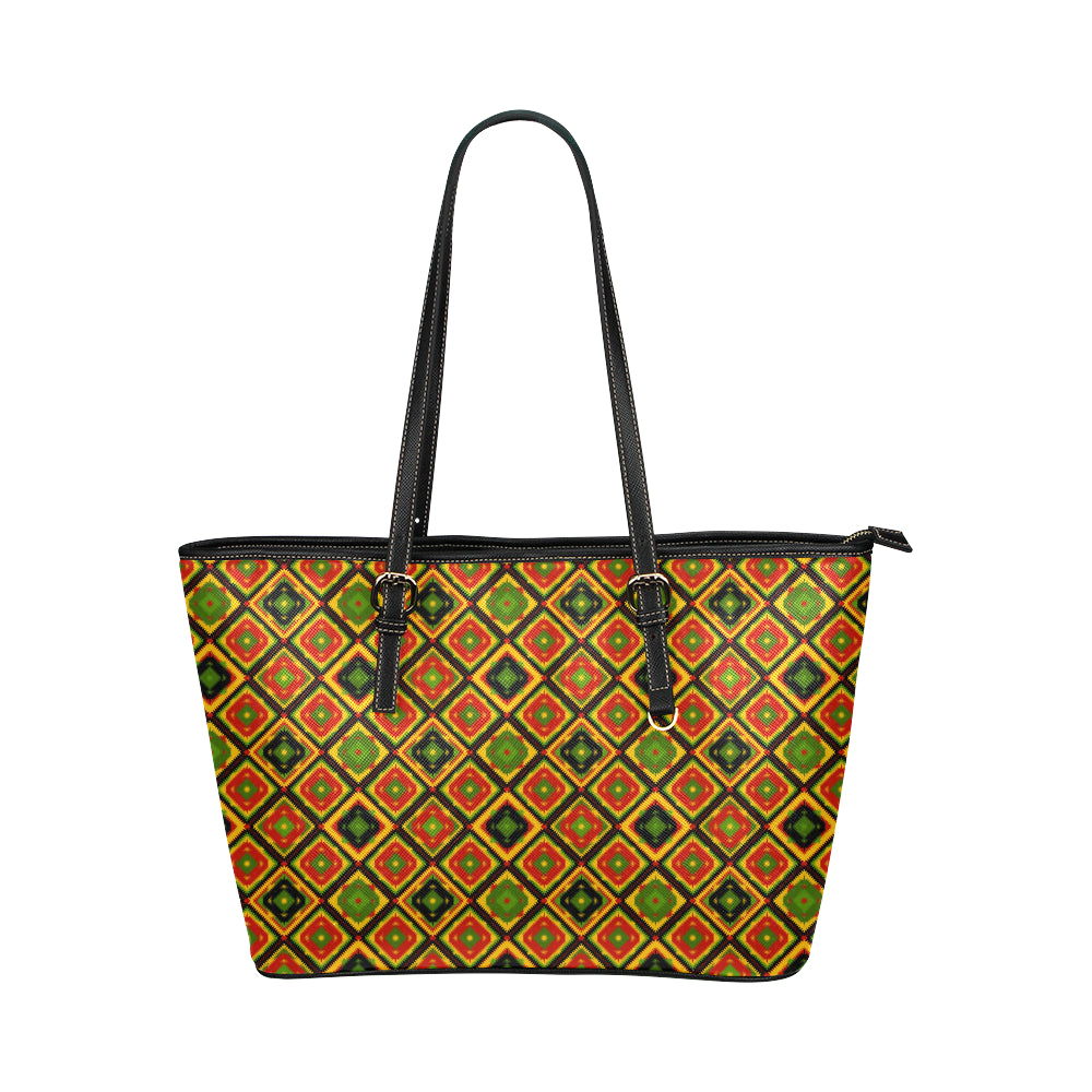Rasta Reggae Color Pattern Leather Tote Bag