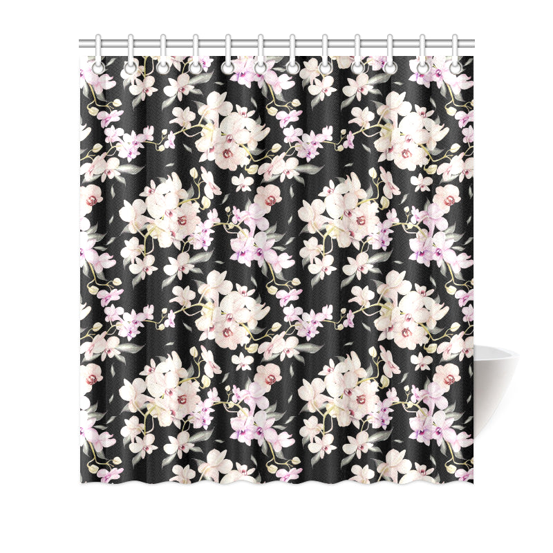Orchid White Pattern Print Design OR03 Shower Curtain