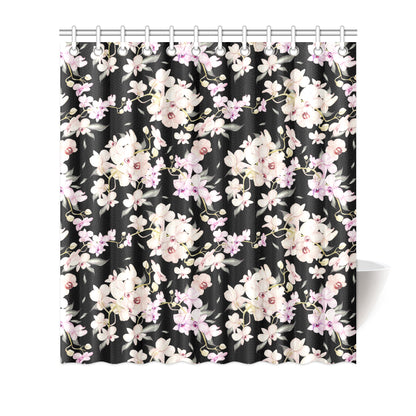Orchid White Pattern Print Design OR03 Shower Curtain