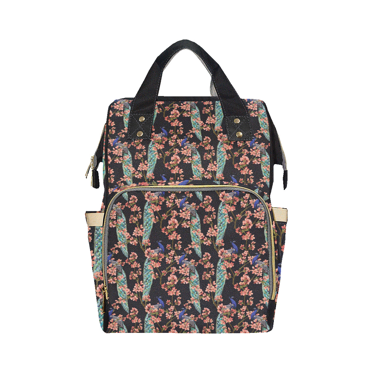 Peacock Pattern Print Design A01 Diaper Bag Backpack