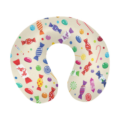 Candy Pattern Print Design 04 U-Shaped Travel Neck Pillow