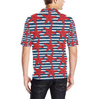 Starfish Red Pattern Print Design 02 Men Polo Shirt