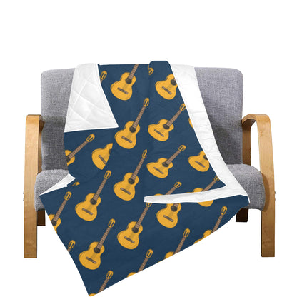 Acoustic Guitar Pattern Print Design 04 Premium Quilt