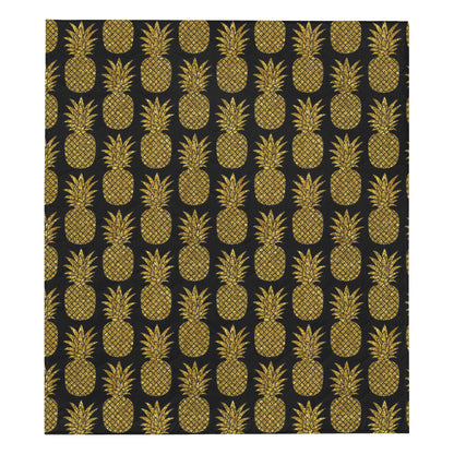 Gold Pineapple Pattern Print Design PP011 Premium Quilt