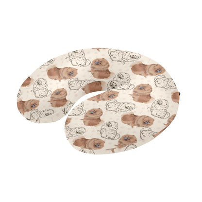 Pomeranians Pattern Print Design A01 U-Shaped Travel Neck Pillow