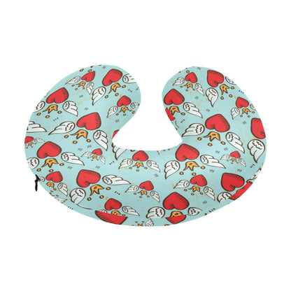Angel Wings Heart Pattern Print Design 02 U-Shaped Travel Neck Pillow
