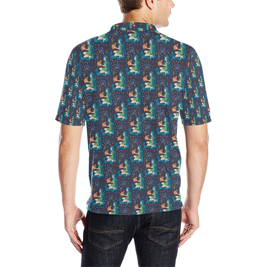 Aquarius Zodiac Pattern Print Design 03 Men Polo Shirt