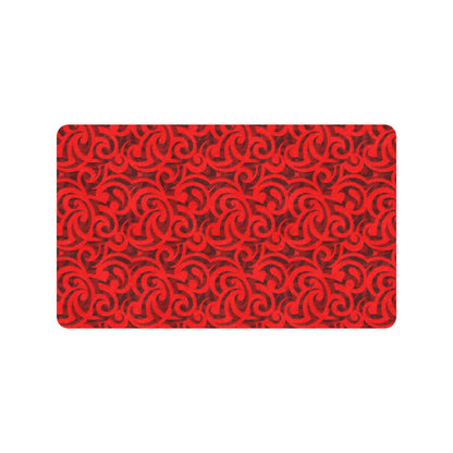 Maori Red Themed Design Print Rubber Doormat