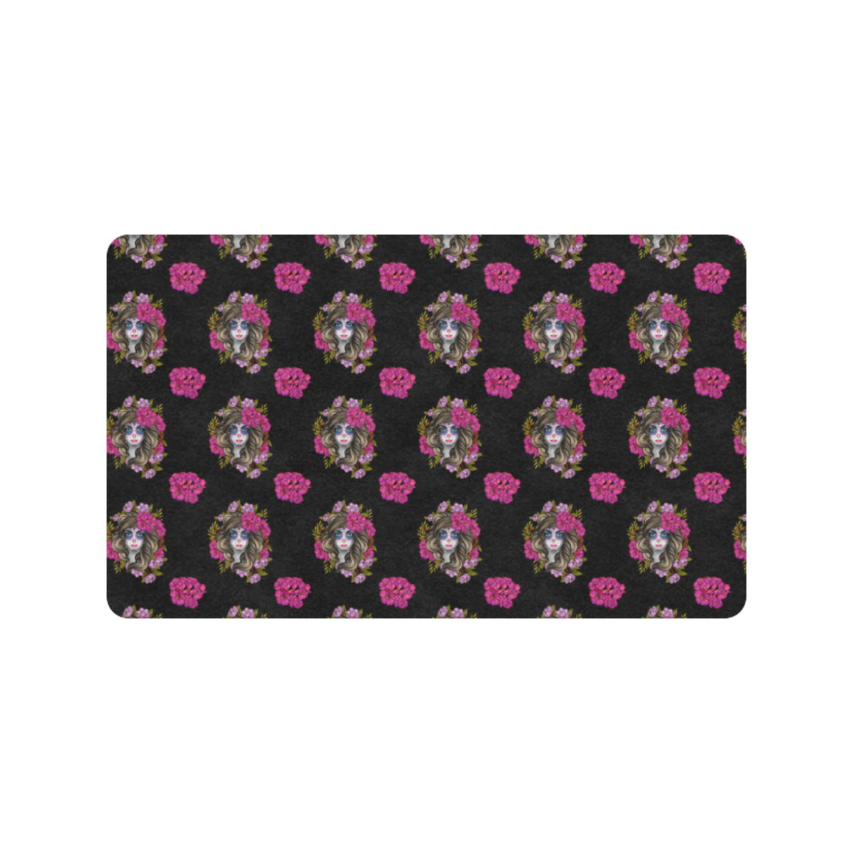 Day of the Dead Makeup Girl Rubber Doormat