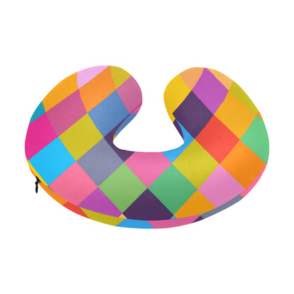 Harlequin Pattern Print Design 02 U-Shaped Travel Neck Pillow