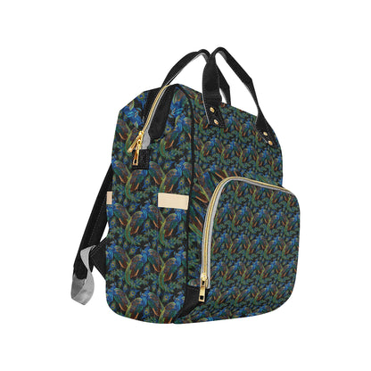 Peacock Themed Design Print Diaper Bag Backpack