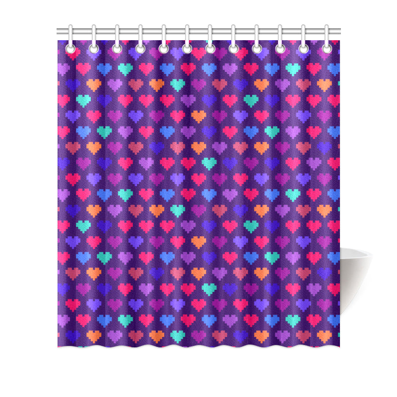 Heart Pixel Pattern Print Design HE03 Shower Curtain