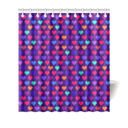 Heart Pixel Pattern Print Design HE03 Shower Curtain