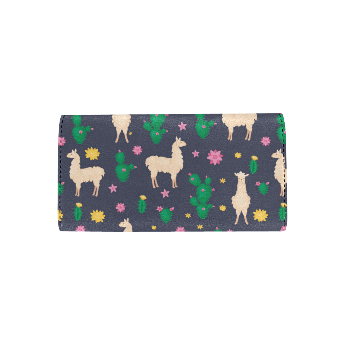 Llama Cactus Pattern Print Design 012 Women's Trifold Wallet
