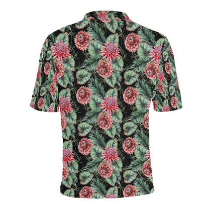 Dahlia Pattern Print Design DH06 Men Polo Shirt