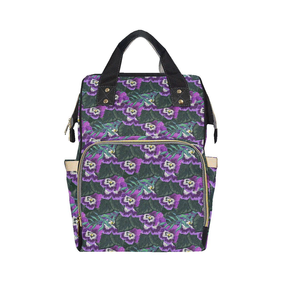 Pansy Pattern Print Design PS07 Diaper Bag Backpack