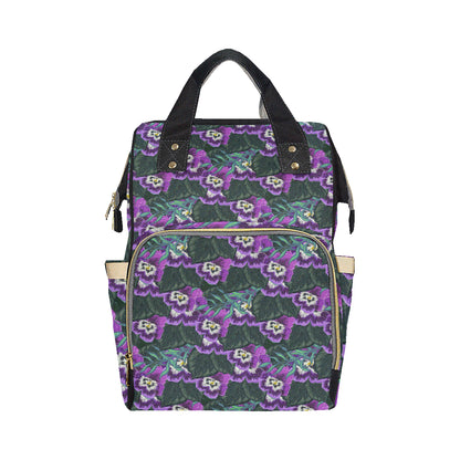 Pansy Pattern Print Design PS07 Diaper Bag Backpack