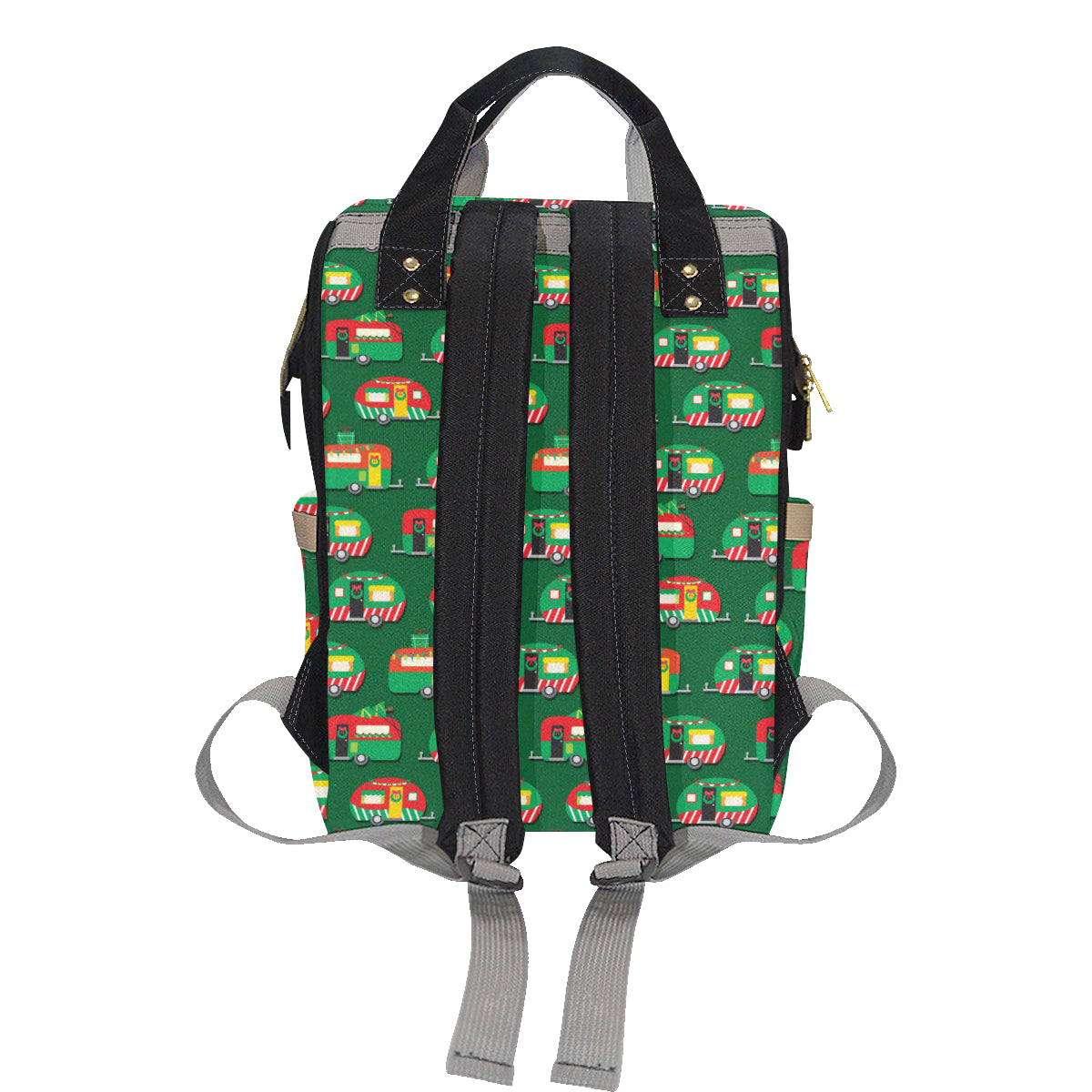 Camper Camping Christmas Themed Print Diaper Bag Backpack