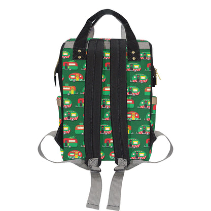 Camper Camping Christmas Themed Print Diaper Bag Backpack