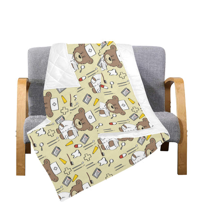 Nurse Bear Pattern Print Design A02 Premium Quilt