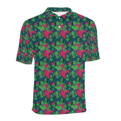 Zombie Themed Design Pattern Print Men Polo Shirt