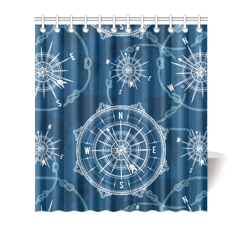 Nautical Compass Print Shower Curtain