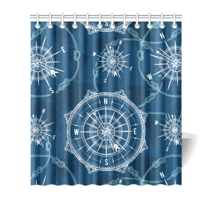 Nautical Compass Print Shower Curtain