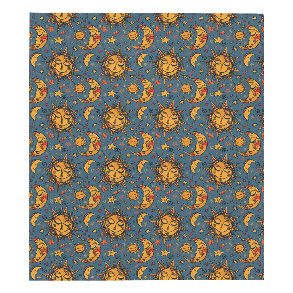 Celestial Moon Sun Pattern Print Design 02 Premium Quilt
