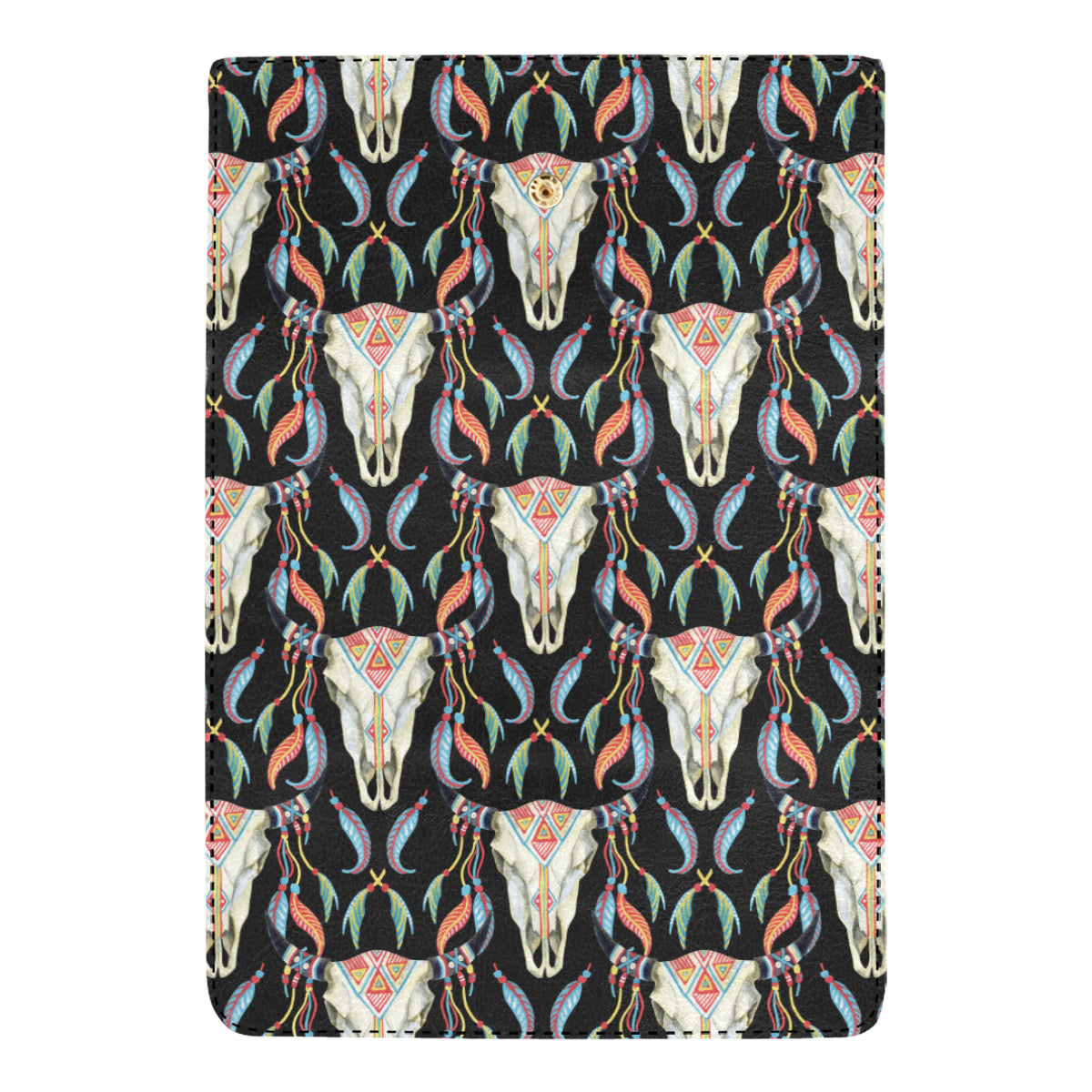 Buffalo Head Boho Style Pattern Print Design 01 Women's Trifold Wallet