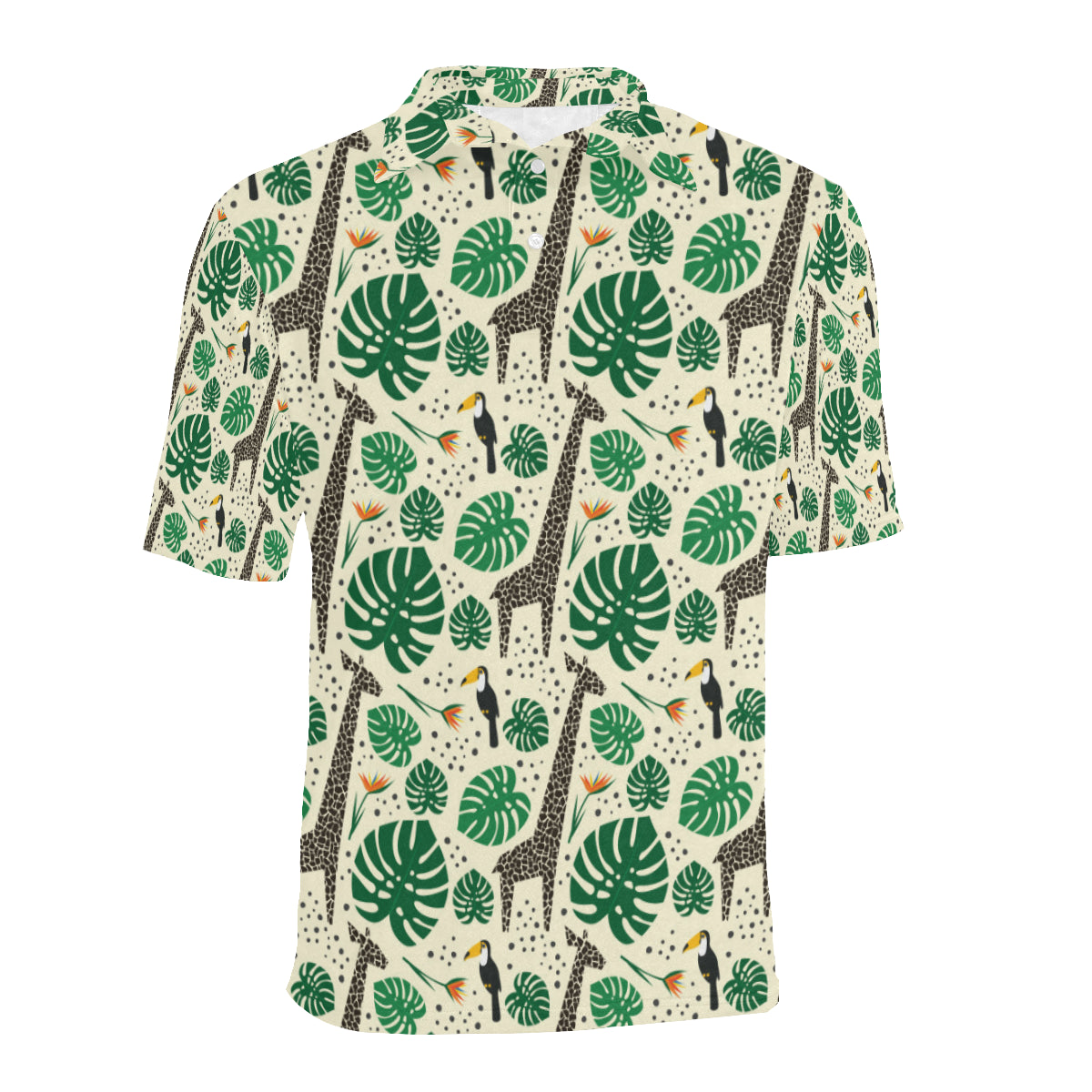 Rainforest Giraffe Pattern Print Design A02 Men Polo Shirt