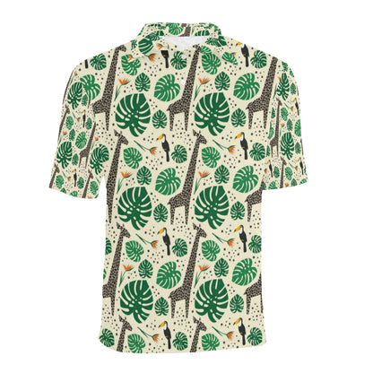 Rainforest Giraffe Pattern Print Design A02 Men Polo Shirt