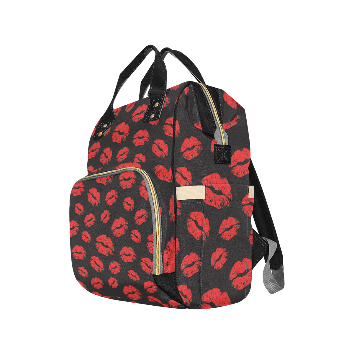 Lip Red Pattern Print Design 02 Diaper Bag Backpack