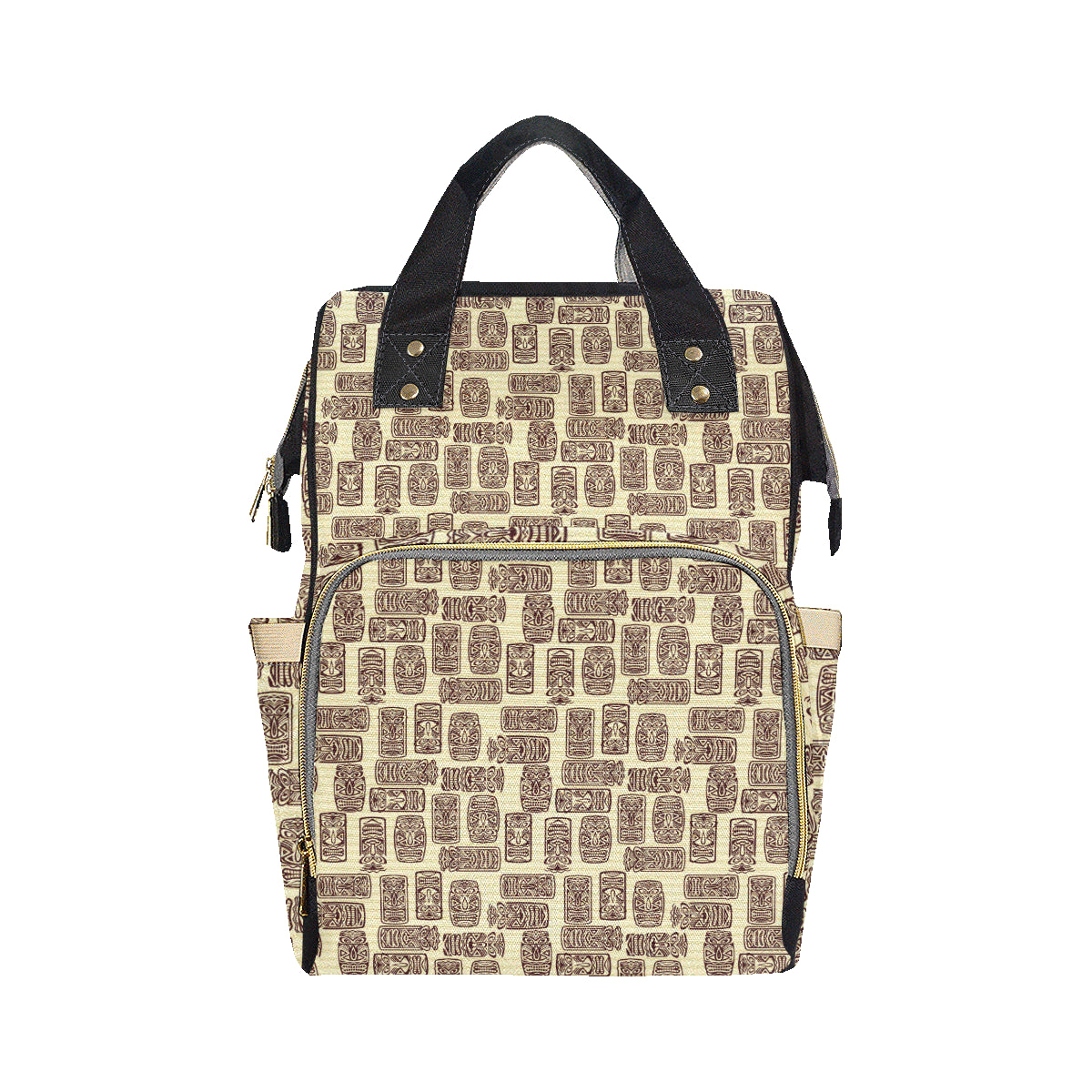 Tiki Brown Mask Print Diaper Bag Backpack