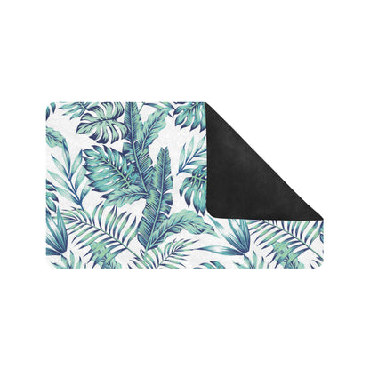 Pattern Tropical Palm Leaves Rubber Doormat