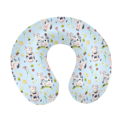 Cow Happy Pattern Print Design 05 U-Shaped Travel Neck Pillow