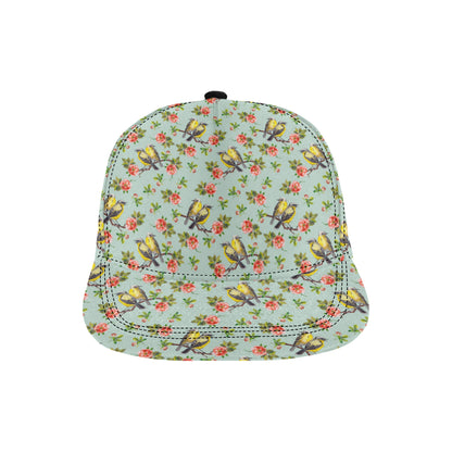 Bird with Red Flower Print Pattern Snapback Cap