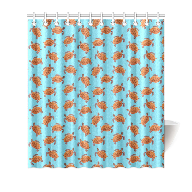 Brow Sea Turtle Print Pattern Shower Curtain
