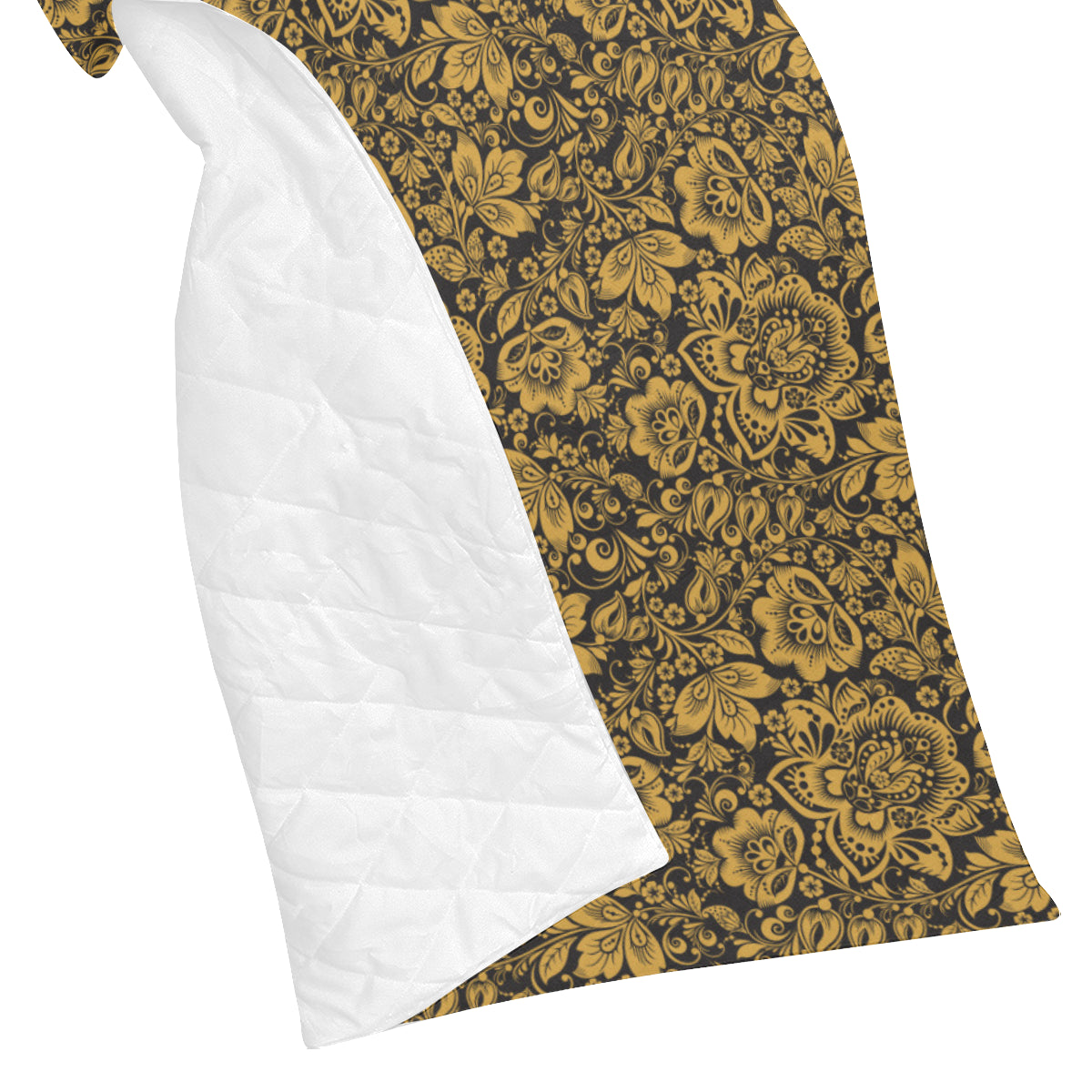 Brocade Gold Pattern Print Design 01 Premium Quilt