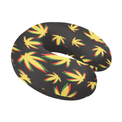 Pot Leaf Pattern Print Design A02 U-Shaped Travel Neck Pillow
