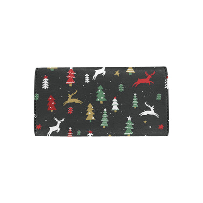 Christmas Tree Deer Style Pattern Print Design 03 Women's Trifold Wallet