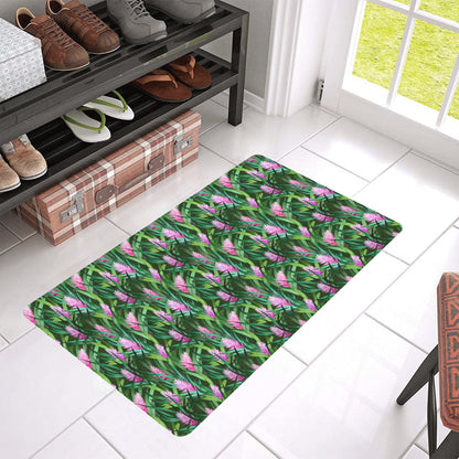 Tropical Folower Pink Heliconia Print Rubber Doormat