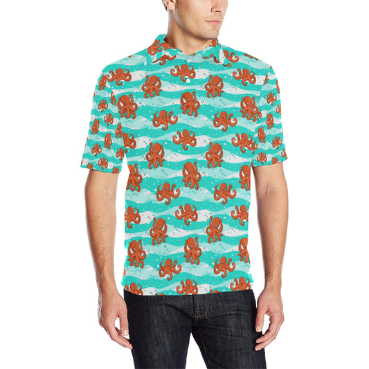 Octopus Cute Design Print Themed Men Polo Shirt