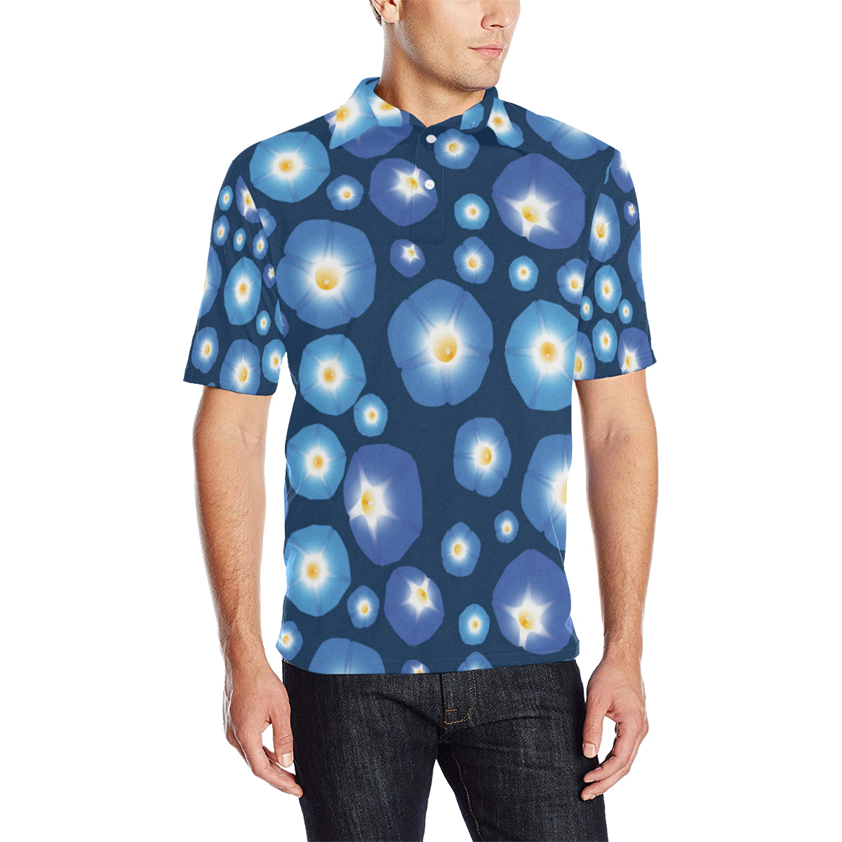 Morning Glory Pattern Print Design 02 Men Polo Shirt