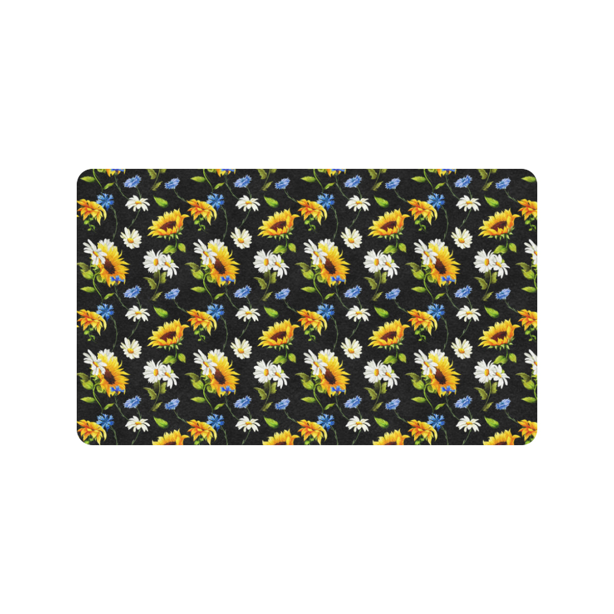 Sunflower Chamomile Bright Color Print Rubber Doormat