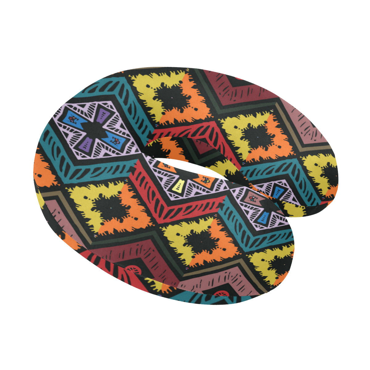 African Pattern Print Design 08 U-Shaped Travel Neck Pillow